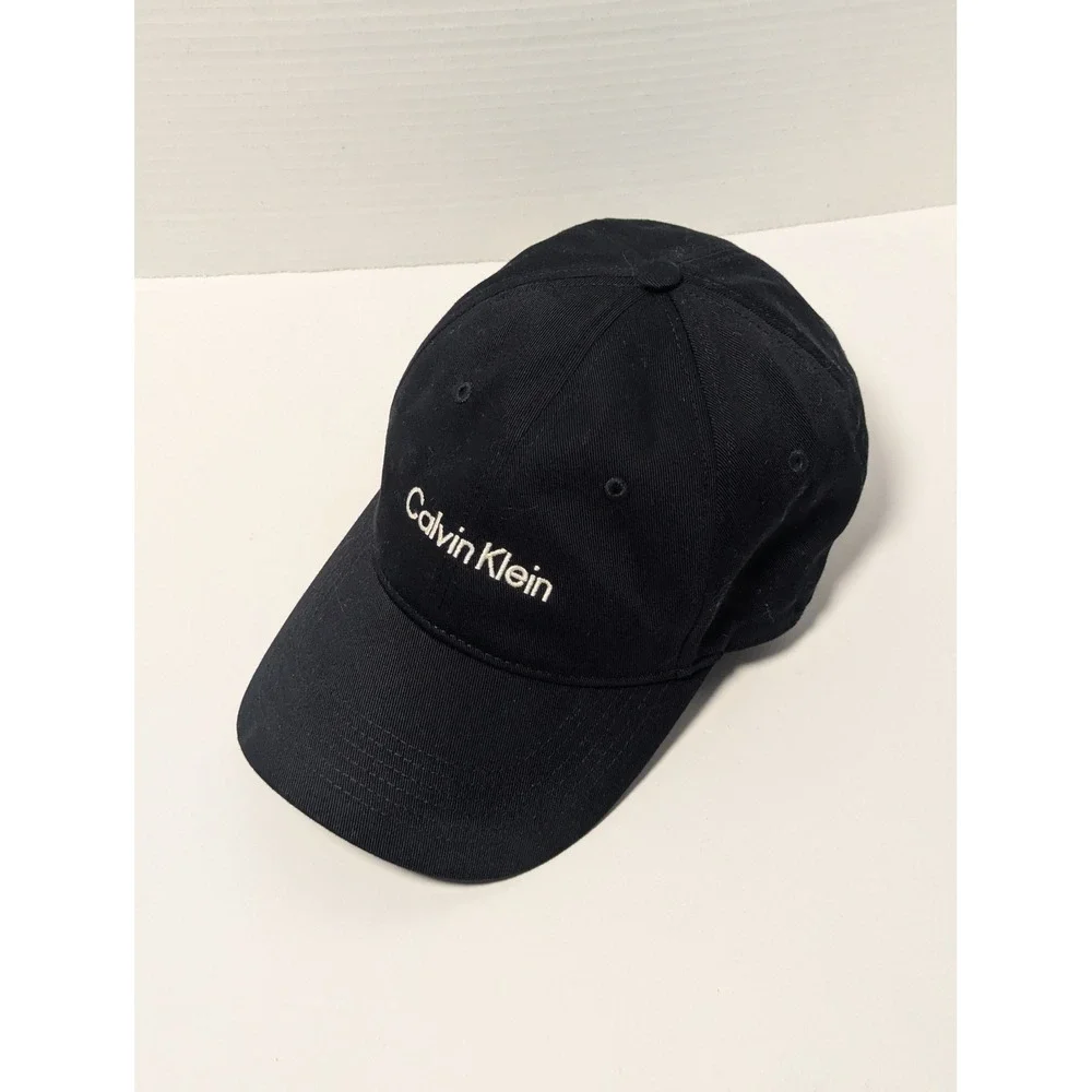 Calvin Klein Mens Black Cotton Embroidered Logo Baseball Cap Dad Hat One Size